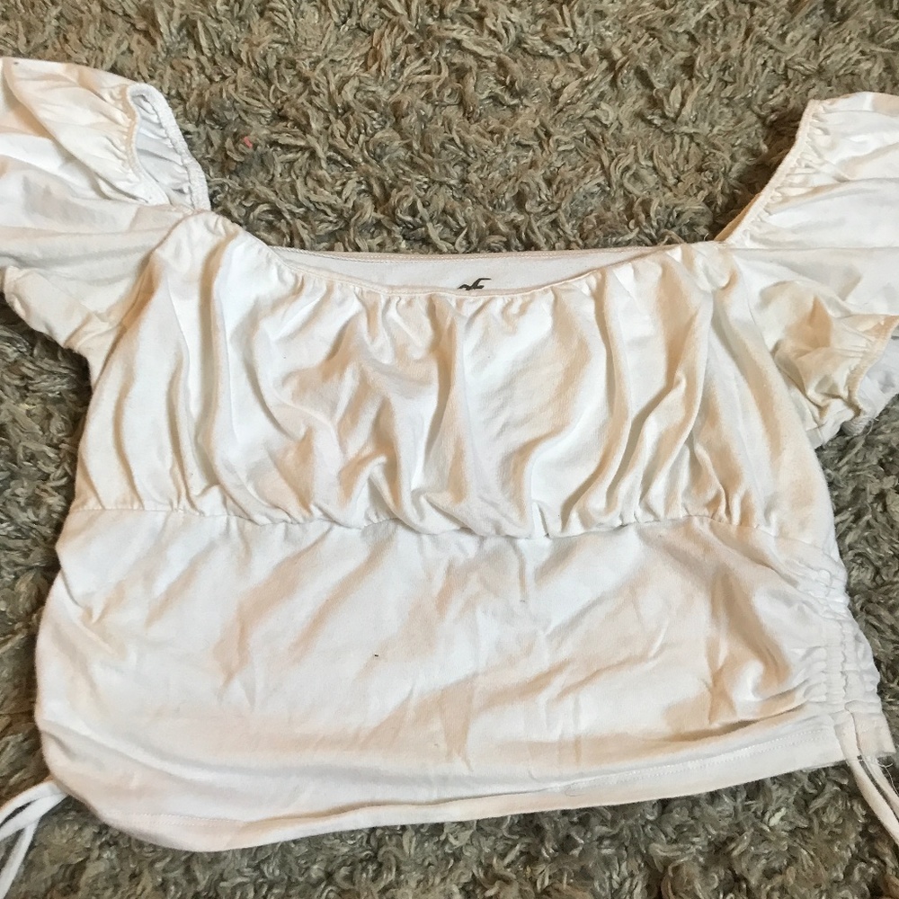 White Ruched Hollister Top